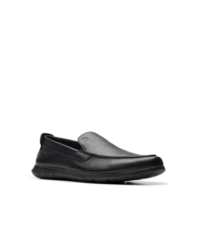 Clarks Men's Collection Flexway Step Slip On Shoes In Black Leather