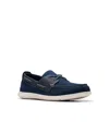 Clarks Men's Flexway Tie Casual Slip On Boat Shoe In Navy Combi