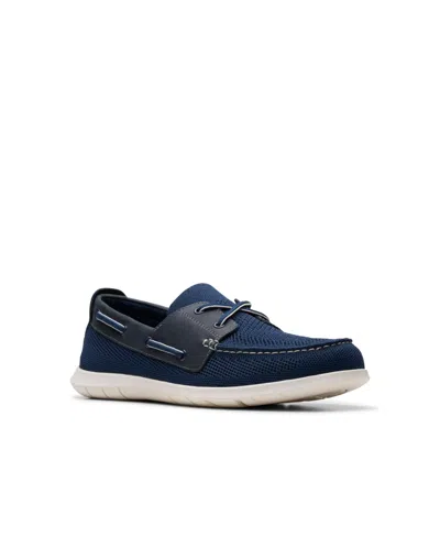 Clarks Men's Flexway Tie Casual Slip On Boat Shoe In Navy Combi