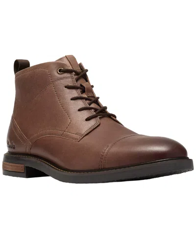 Clarks Men's Jaxen Leather Cap-toe Work Boots In Burgundy