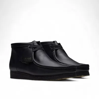 Clarks Shacre Boot Mens Leather Moc Toe Ankle Boots In Black Leather
