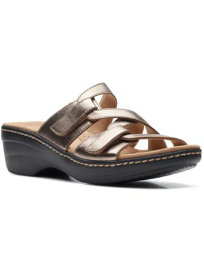 Clarks Merliah Karli Womens Leather Slip On Strappy Sandals In Metallic Leather