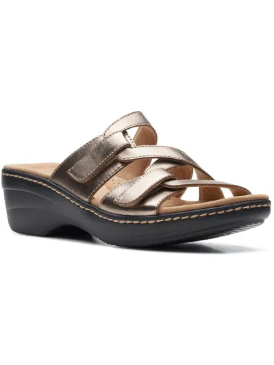 Clarks Merliah Karli Womens Leather Slip On Strappy Sandals In Brown