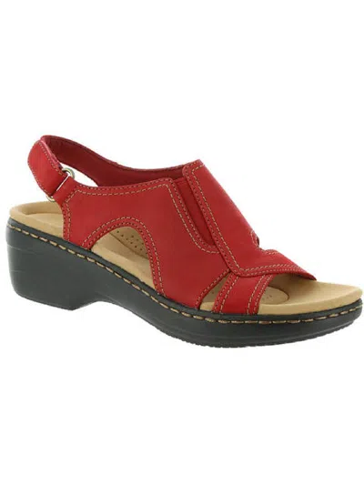 Clarks Merliah Style Womens Leather Open Toe Flat Sandals In Red
