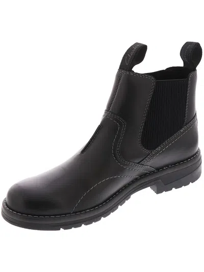 Clarks Morris Easy Mens Leather Chelsea Boots In Black