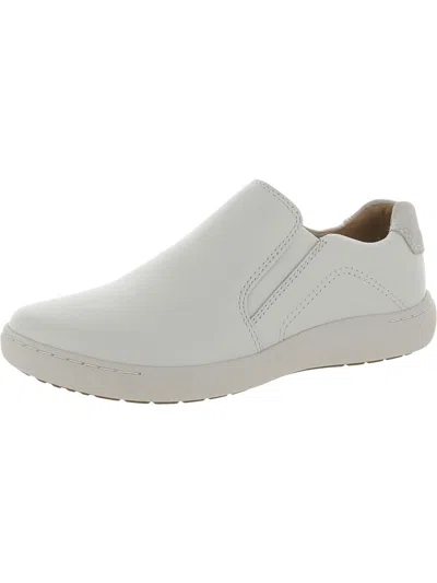Clarks Nalle Stride Womens Leather Lifestyle Slip-on Sneakers In White