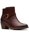 Clarks Neva Buckle Leather Bootie In Brown