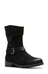 Clarks ® Nissini Burnished Leather Slouch Boot In Black