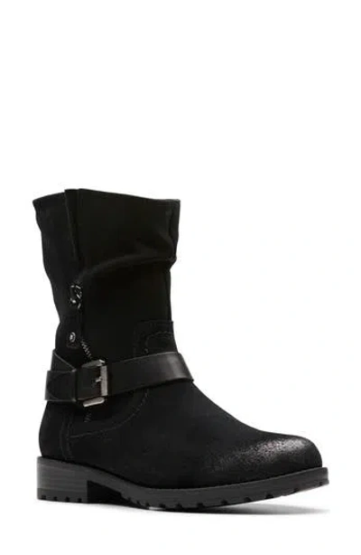 Clarks ® Nissini Burnished Leather Slouch Boot In Black