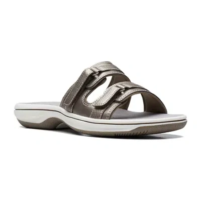 Clarks Of England Clarks Cloudsteppers Womens Breeze Piper Slide Sandals In Silver