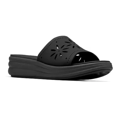 Clarks Of England Clarks Cloudsteppers Womens Drift Floral Wedge Sandals In Multi