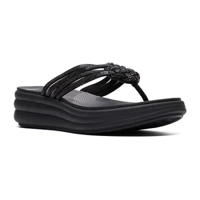 Clarks Of England Clarks Cloudsteppers Womens Drift Gem Wedge Sandals In Black