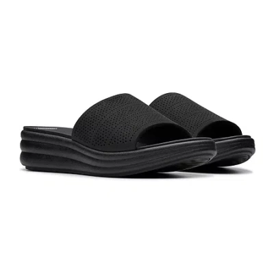 Clarks Of England Clarks Cloudsteppers Womens Drift Twist Wedge Sandals In Black