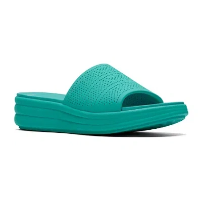 Clarks Of England Clarks Cloudsteppers Womens Drift Twist Wedge Sandals In Green