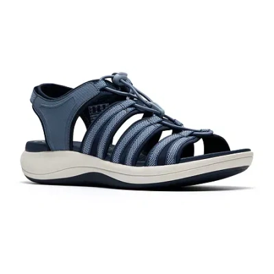 Clarks Of England Clarks Cloudsteppers Womens Mira Mabel Adjustable Strap Flat Sandals In Blue