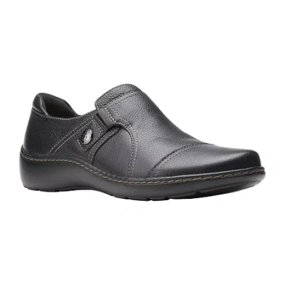 Clarks Of England Clarks Cora Poppy Womens Cap Closed Toe Slip-on Shoe In Black