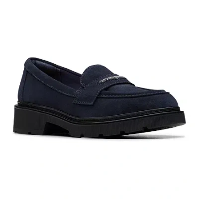 Clarks Of England Clarks Lauryl Step Womens Moc Closed Toe Loafers In Blue