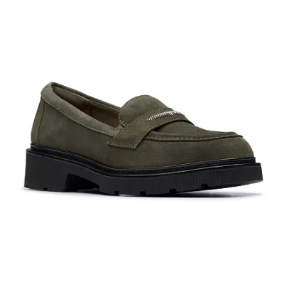 Clarks Of England Clarks Lauryl Step Womens Moc Closed Toe Loafers In Green
