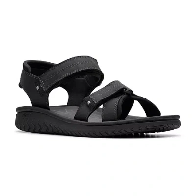 Clarks Of England Clarks Mens Wesley Shore Adjustable Strap Flat Sandals In Black