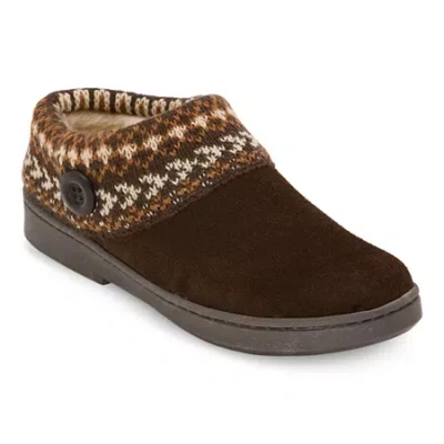 Clarks Of England Clarks Suede Woven With Indoor/outdoor Outsole Womens Clog Slippers In Brown