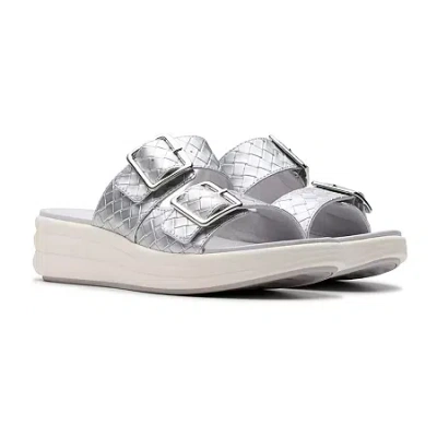 Clarks Of England Clarks Womens Drift Buckle Slide Sandals In Silver