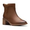 Clarks Of England Clarks Womens Lileigh Charm Stacked Heel Booties In Brown