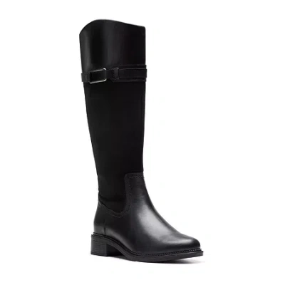 Clarks Of England Clarks Womens Maye Carly Stacked Heel Riding Boots In Black