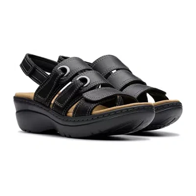 Clarks Of England Clarks Womens Merliah Bali Wedge Sandals In Black