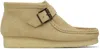 CLARKS ORIGINALS BEIGE WALLABEE BUCKLE BOOTS