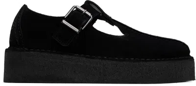 Clarks Originals Black Trek Wedge T-bar Loafers In Black Sde