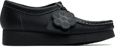 Clarks Originals Black Wallabee Derbys In Blk Tumbled Lea