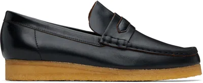 Clarks Originals Black Wallabee Penny Loafers In Blk Smooth Lea