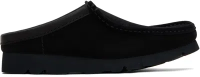 Clarks Originals Black Wallabee Slip Loafers In Black Sde