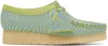 Clarks Originals Blue & Green Wallabee Derbys In Blue/lime Print