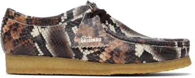 Clarks Originals Brown Wallabee Derbys In Brownsnake Print