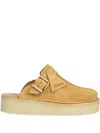 Clarks Originals Buckle Platform Mules In Neutral