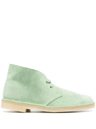 Clarks Originals 25mm Leather Desert Boot Lace-up Shoes In Light Green