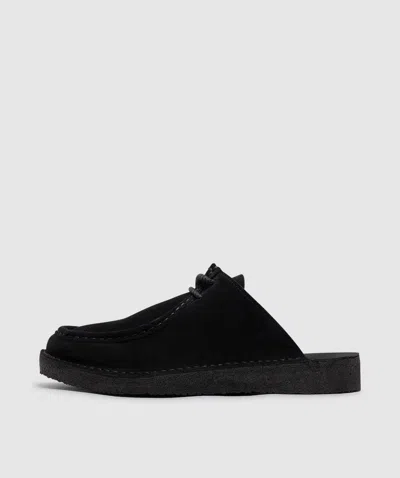 Clarks Originals Desert Nomad Mule In Black Suede