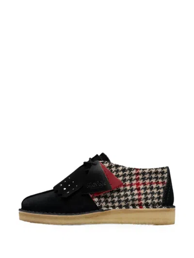 Clarks Originals Desert Trek Tweed Derby Shoes In Black