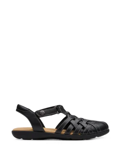 Clarks Originals Elizabelle Mia Woven Leather Sandals In Black
