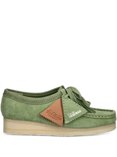 Clarks Originals Green Wallabee Derbys In Apple Suede