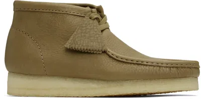 Clarks Originals Khaki Wallabee Boots In Dark Olive Lea
