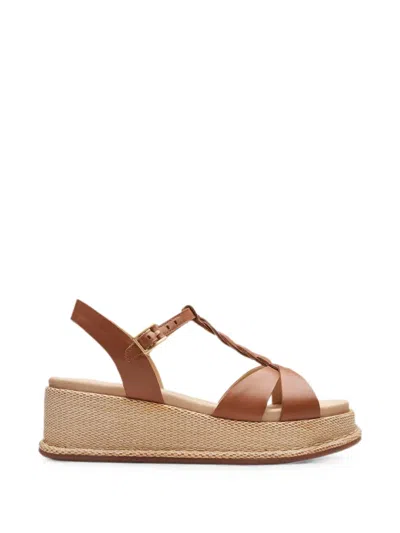Clarks Originals Kimmei Twist Wedge Sandals In Brown