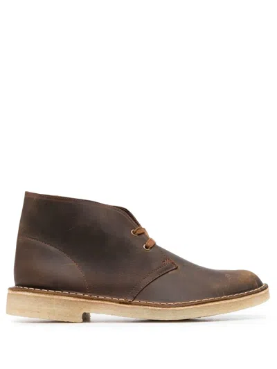 Clarks Originals Beeswax-coated Leather Ankle Boots In Brown