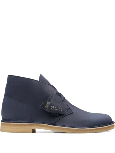 Clarks Originals Leather "navy" Desert Boots In Blue