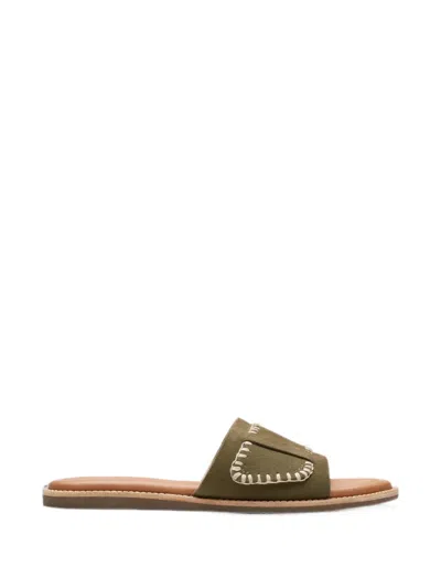 Clarks Originals Maritime Whipstitch-detail Suede Flat Sandals In Green