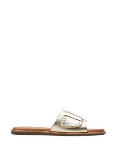 Clarks Originals Maritime Whipstitch-trim Flat Sandals In Gold