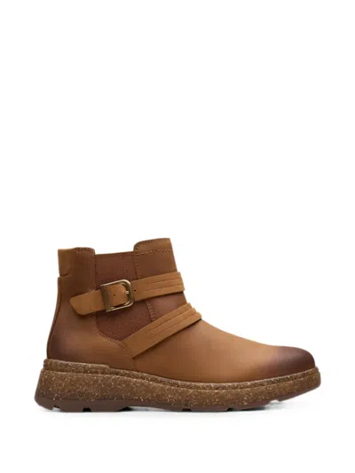 Clarks Originals Noralyn Buckle-detail Leather Ankle Boots In Brown