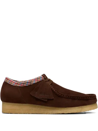 Clarks Originals Suede Check-trimmed Boots In Brown