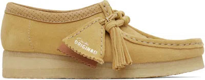 Clarks Originals Tan Wallabee Derbys In Golden Tan Suede